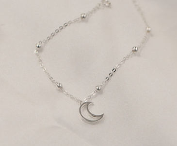 S925 Sterling Silver Crescent Pendant Bracelet