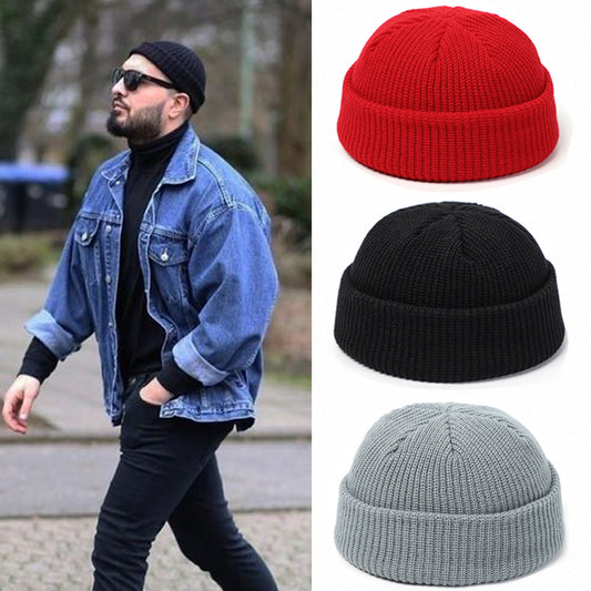 Knitted Hats For Women Skullcap Men Beanie Hat Winter Retro