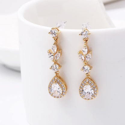 Super flash drop zircon earrings