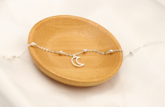 S925 Sterling Silver Crescent Pendant Bracelet