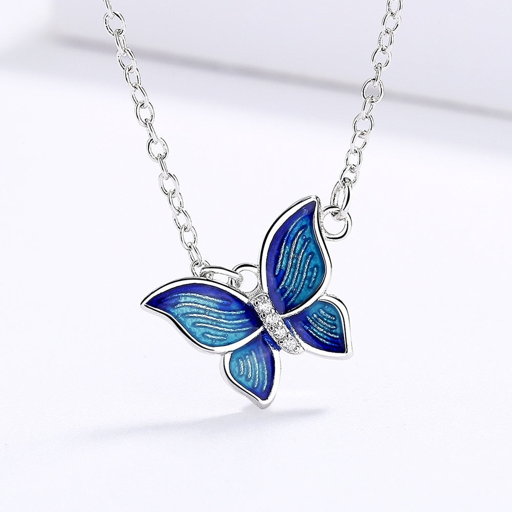 Blue butterfly wing jewelry deals set